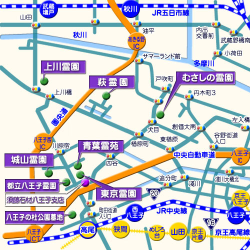 都立八王子霊園　霊園地図　霊園・墓石の須藤石材