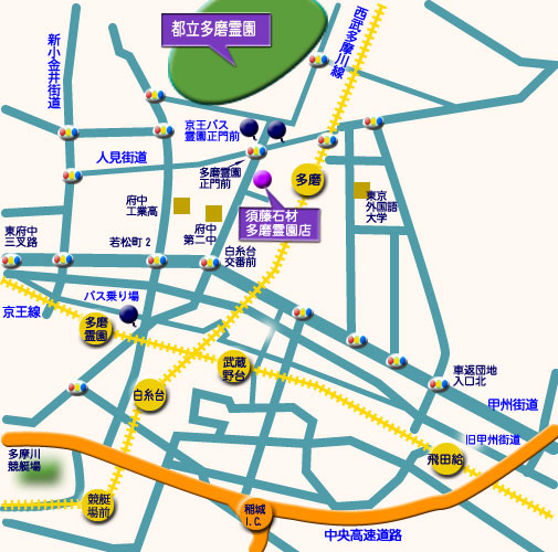 都立多磨霊園　霊園地図　霊園・墓石の須藤石材