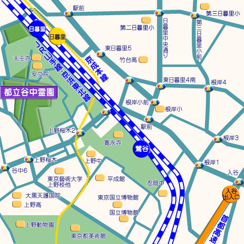 都立谷中霊園　霊園地図　霊園・墓石の須藤石材