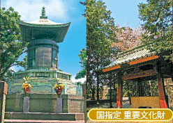 徳川五代将軍綱吉公　御宝塔（左・、水盤舎（右）